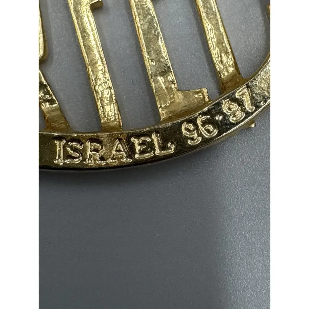 Vintage Gold Colored M Katz Signed Brooch Pin Pendant Israel 1996-1997